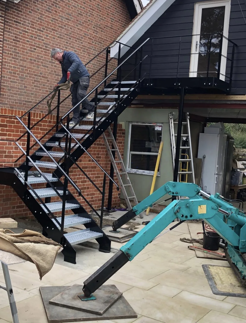 Fabricated steel beams ready for installation