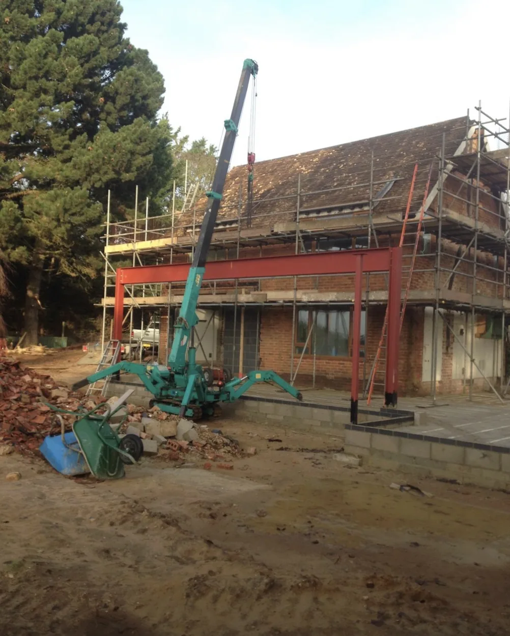 Steel frame installed for extension